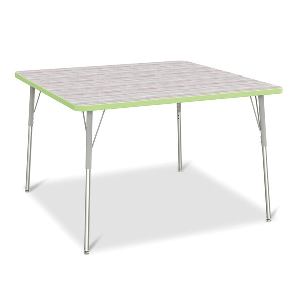 Jonti-Craft Berries Square Activity Table, 48 in. x 48 in., A-height, Driftwood Gray/Key Lime/Gray 6418JCA451 - main